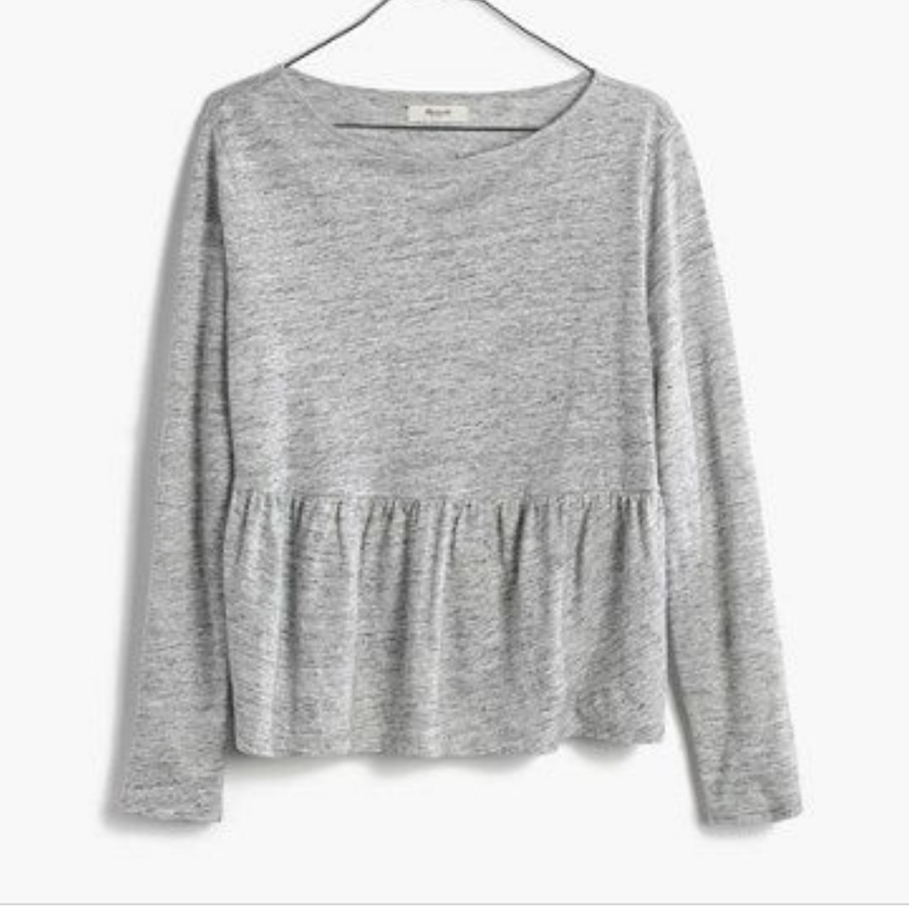 MADEWELL Linen Flare Hem Tee SIZE XS